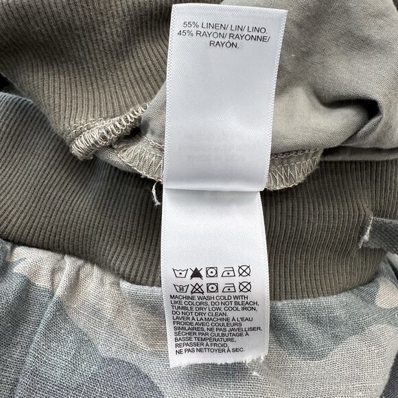 Lucky Brand Camo Linen Blend Jogger Pants Womens Size L Green Drawstring Pockets - Picture 5 of 6